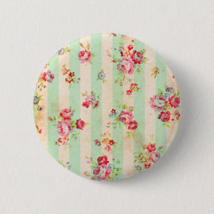 Beautiful vintage roses and other flowers 6 cm round badge