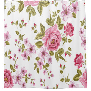 Beautiful vintage roses flower pattern shower curtain