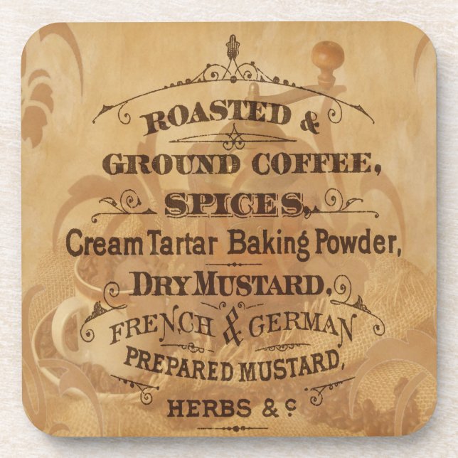 Beautiful Vintage Rustic Coffee roasters Labels Coaster (Front)