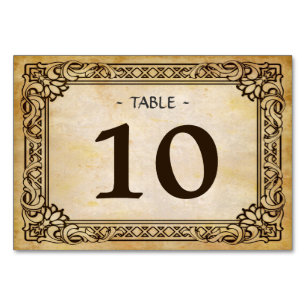 Beautiful Vintage Rustic Wedding Table Number Card