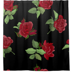 Beautiful vintage seamless floral pattern with ros shower curtain