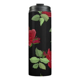 Beautiful vintage seamless floral pattern with ros thermal tumbler