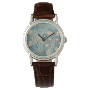 Beautiful Vintage Seashells In Blue Watch