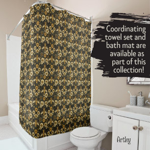 Beautiful vintage style floral bees shower curtain