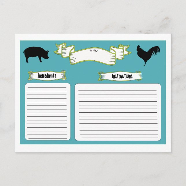 Beautiful Vintage Style Recipe Cards (Front)