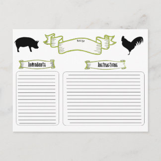 Beautiful vintage style recipe cards with animals