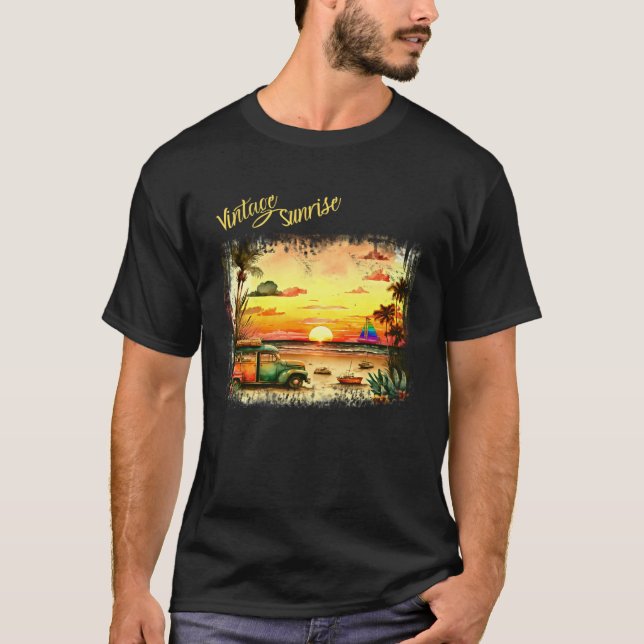 Beautiful Vintage Summer Island Sunrise T-Shirt (Front)