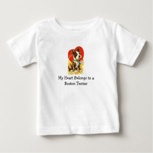 Beautiful Vintage Valentine Boston Terrier Puppy Baby T-Shirt