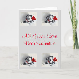 Beautiful Vintage Valentine Boston Terrier Puppy Holiday Card