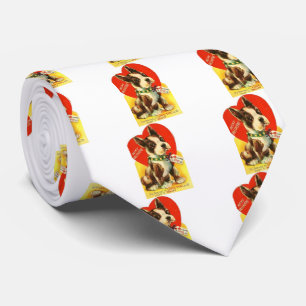 Beautiful Vintage Valentine Boston Terrier Puppy Tie