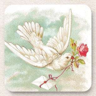 BEAUTIFUL Vintage Victorian Dove Letter Coaster