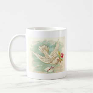 BEAUTIFUL Vintage Victorian Dove Letter Coffee Mug