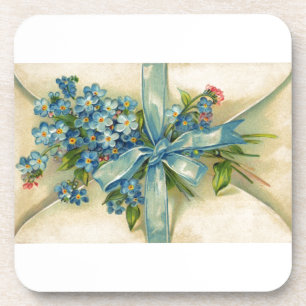 Beautiful Vintage Victorian Forget-Me-Not Coaster