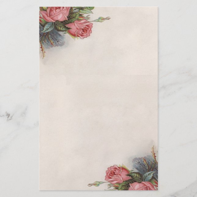 Beautiful Vintage Victorian Roses Stationery (Front)