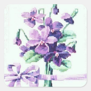 Beautiful Vintage Victorian Valentine Violet Square Sticker