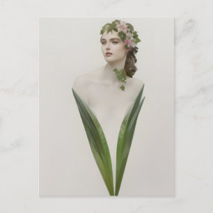 Beautiful Vintage Woman Flower Postcard