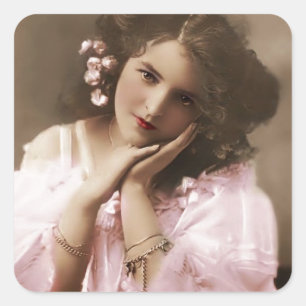 Beautiful vintage Woman Square Sticker