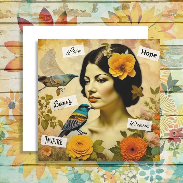 Beautiful Vintage Woman with Birds and Flowers (Creator Uploaded)
