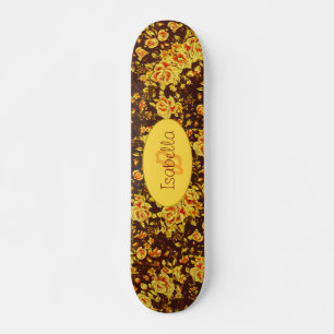 Beautiful vintage yellow flowers Monogram Skateboard