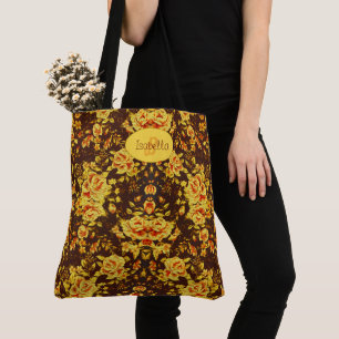 Beautiful vintage yellow flowers Monogram Tote Bag