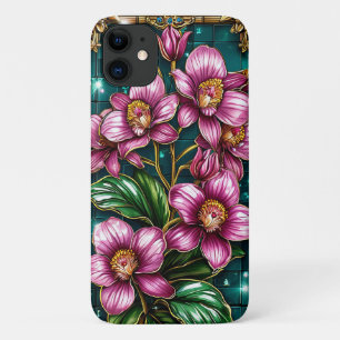 Beautiful Violet Flowers Framed in Gold iPhone 11 Case