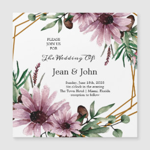 Beautiful Violet Flowers Wedding Magnetic Invitation