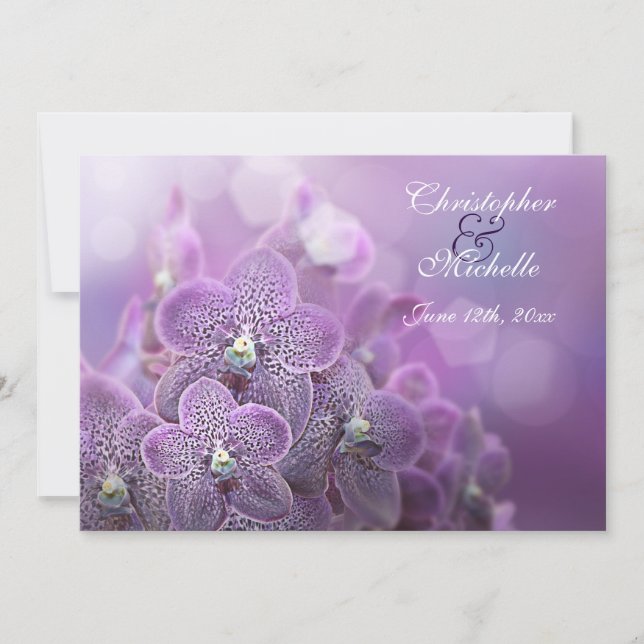 Beautiful Violet Orchids Flower Wedding Invitation (Front)
