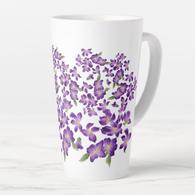Beautiful Violets Purple Vintage Latte Mug (Right Angle)