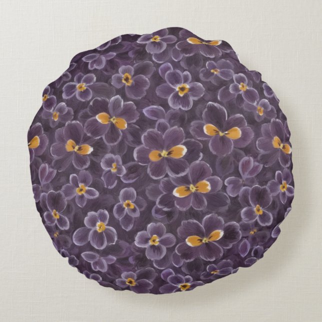 Beautiful Violets Round Cushion (Back)