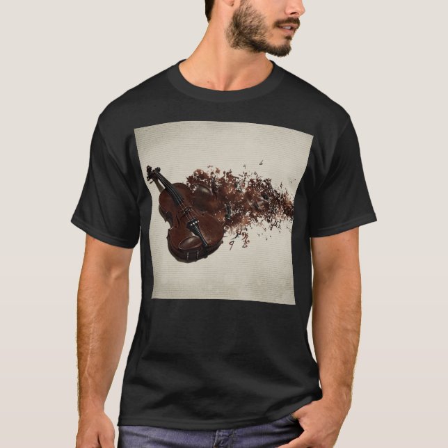 Beautiful violin with music motives  T-Shirt (Front)