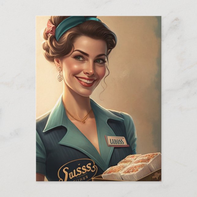 Beautiful Waitress Postcard (Front)