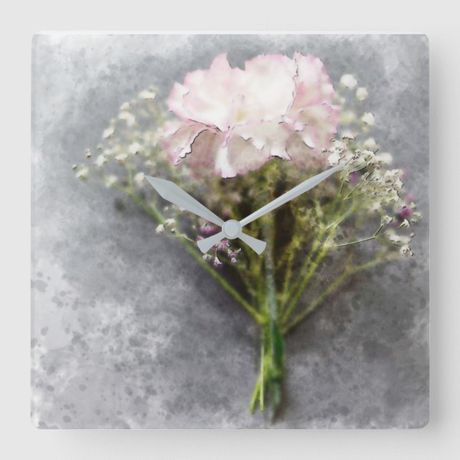 Beautiful Wall Clock - Pink Chrysanthemum (Front)