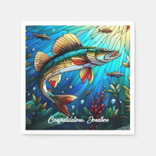 Beautiful Walleye Pike in Lake  Napkin