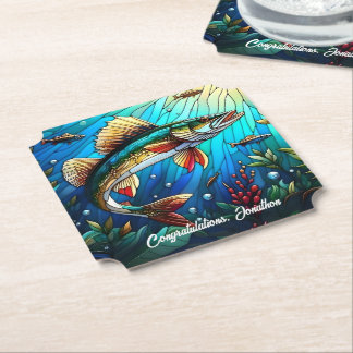 Beautiful Walleye Pike in Lake Paper Coaster