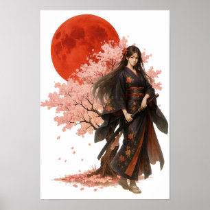 Beautiful Warrior   Oriental Japanese Art Poster
