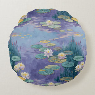 Beautiful Water Lilies Monet Art Round Cushion