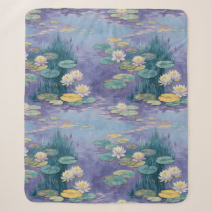 Beautiful Water Lilies Monet Art Sherpa Blanket