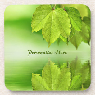 Beautiful Water Reflection Green Leaf Foliage Coaster