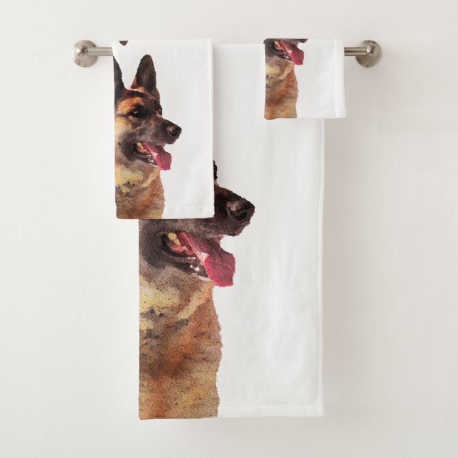 Beautiful Watercolo German Shepherd Bath Towel Set (Insitu)