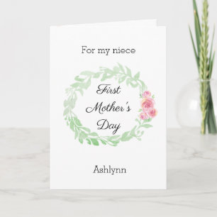 Beautiful Watercolor 1st Mother's Day Niece Card