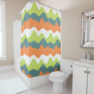 Beautiful watercolor abstract colourful waves gree shower curtain