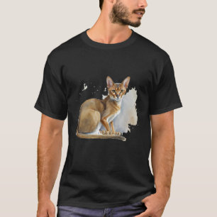 Beautiful Watercolor Abyssinian cat Portrait T-Shirt