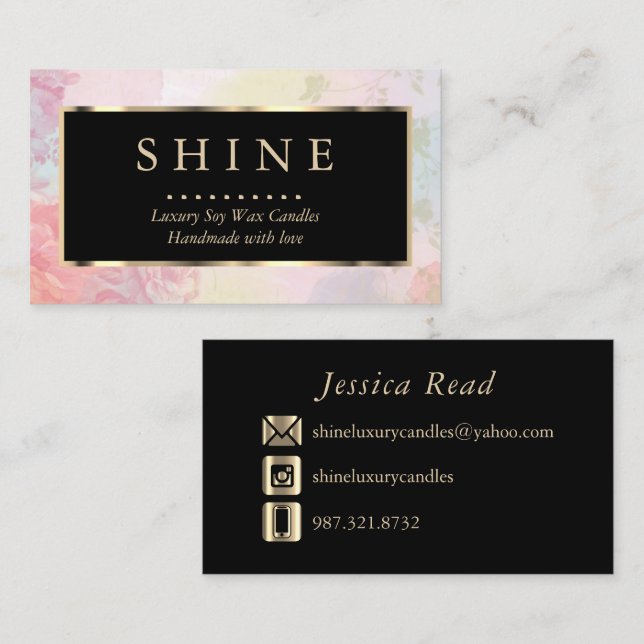 Beautiful Watercolor and Gold Business Card (Front/Back)