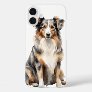 BEAUTIFUL WATERCOLOR AUSTRALIAN SHEPHERD DOG iPhone 16 PLUS CASE