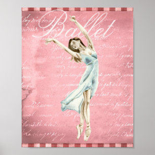 Beautiful Watercolor Ballerina Pink Script Ballet Poster