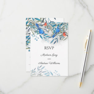 Beautiful Watercolor Birds and Foliage RSVP Card