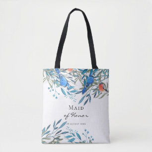 Beautiful Watercolor Birds & Foliage Maid of Honou Tote Bag
