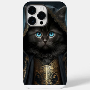 BEAUTIFUL WATERCOLOR BLACK CAT WITH GOLD VEIL iPhone 14 PRO MAX CASE