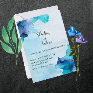 Beautiful Watercolor Blue and Cyan Invites