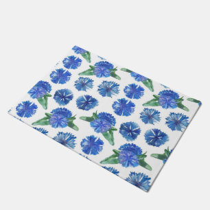 Beautiful watercolor blue cornflowers doormat